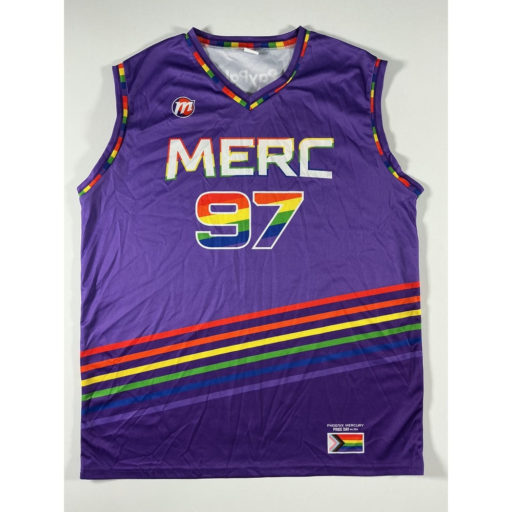 Phoenix Mercury WNBA Pride Day Promo Jersey Purple Rainbow Size XL